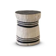 Javanese Teak Lesung Stool Natural Body Charcoal Carving  by Furniture