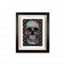 Skulls Collaboration 3 Turquoise and Pink on Black by Stephen Wilson
