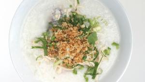 Chicken Congee with Ginger and Herbs 
