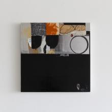 Deborah Colter's painting Tea for Two features black, grey and rust tones in an abstract format. 