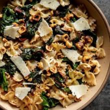 Image of Swiss Chard Pasta With Toasted Hazelnuts and Parmesan 