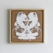 white paint on burlap with wood frame