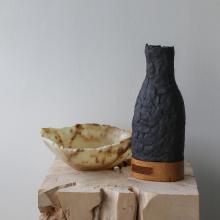 bottle vessel black sculpture for tabletop