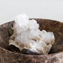clear mineral and brown bowl