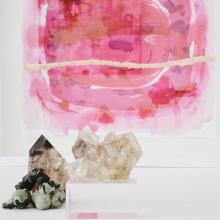 crystals and pink work on paper 