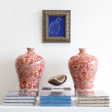 Hand Painted Reedition Vases install
