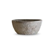 Blue Grey Rough Oval Bowl by Objects