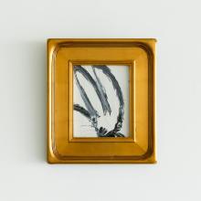 Untitled White Bunny with Gold Frame by Hunt Slonem