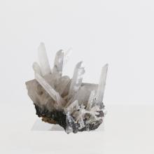 Large Quartz Cluster on Sphalerite on Plexiglass by Minerals