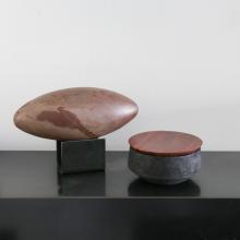 Iron Oxide Red Tone Lingam Stone on Stand by Minerals