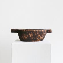 Charred Finish Paulownia Wood Oval Bowl with Wood Handles by Objects