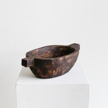 Charred Finish Paulownia Wood Oval Bowl with Wood Handles by Objects