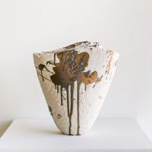 White and Gold Vessel No 123 by Beverly Morrison