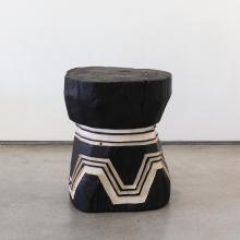 Javanese Teak Stool Charcoal Body Natural Carving by Furniture