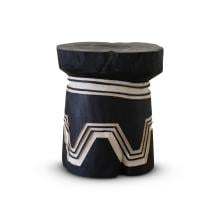 Javanese Teak Stool Charcoal Body Natural Carving I by Furniture